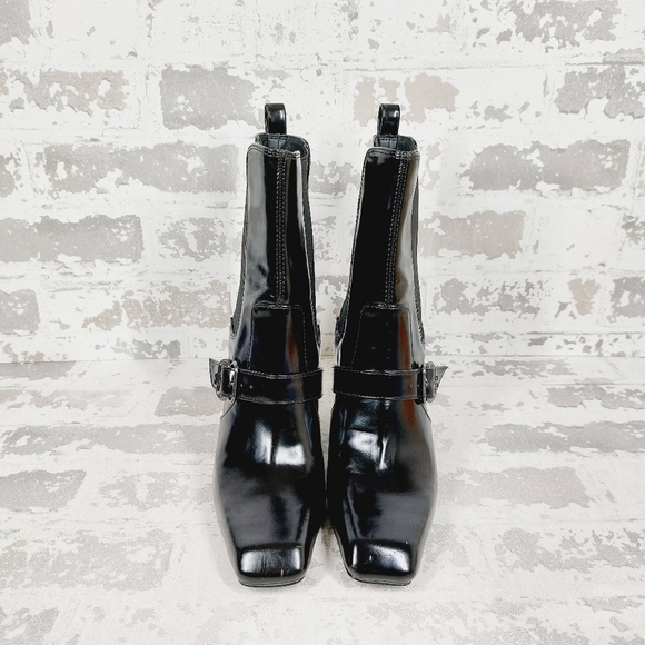 NEW Sam Edelman Suzette Black Patent Leather Western Boots K240 - Picture 8 of 13